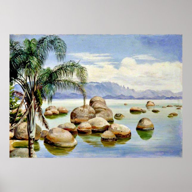 Palm Trees and Boulders in the Bay of Rio, Brazil Poster (Front)