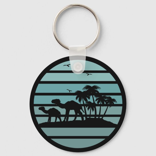 palm trees and camels  key ring (Front)