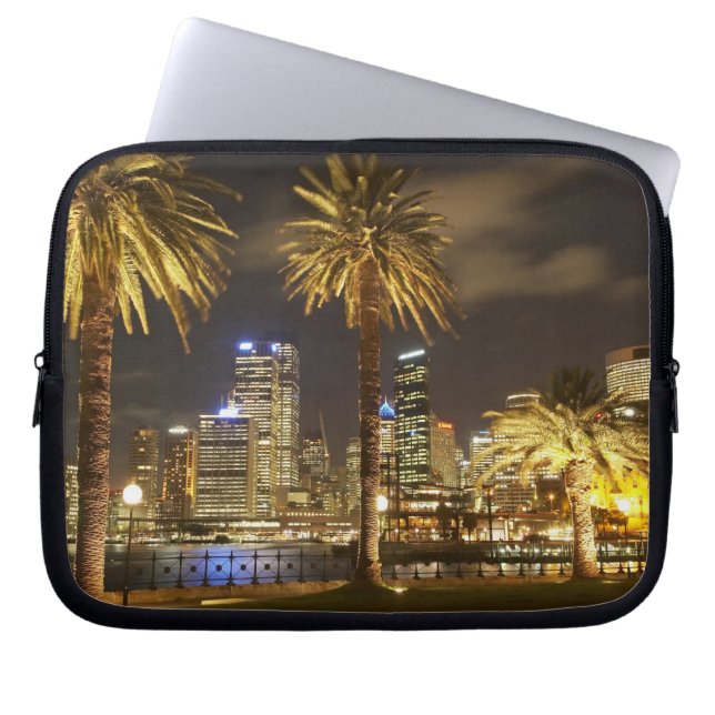 Palm Trees and CBD at Night, Sydney, New South Laptop Sleeve (Front)