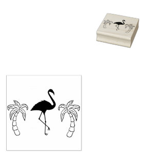 Palm Trees and Flamingos Rubber Stamp