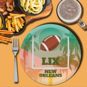 Palm Trees and Football Uprights Party Paper Plate