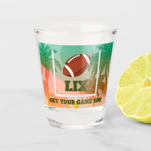 Palm Trees and Football Uprights Shot Glass (Front)