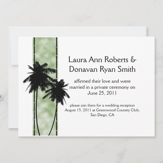 Palm Trees and Green Post Wedding Invitation (Front)