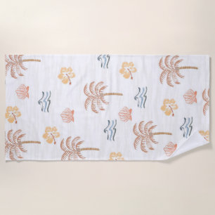 Palm Trees and Hibiscus Beach Towel