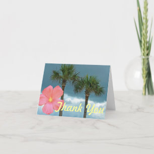 Palm Trees and Hibiscus Thank You Card