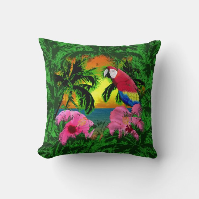Palm Trees And Island Sunsets Cushion (Front)