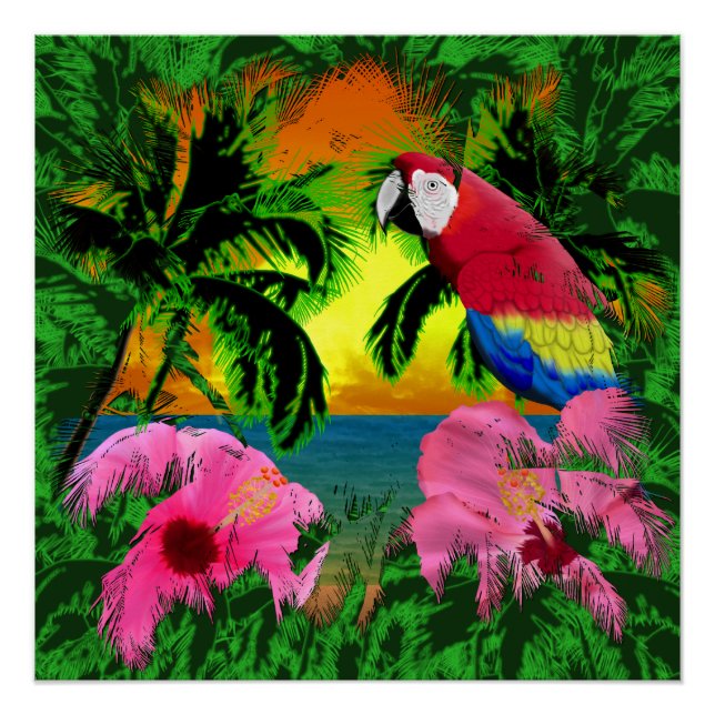 Palm Trees And Island Sunsets Poster (Front)
