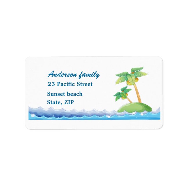 Palm trees and ocean waves Label (Front)