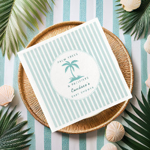 Palm Trees and Pacifiers Blue Coastal Baby Shower Napkin