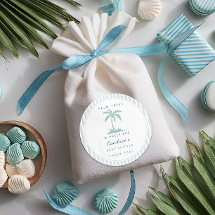 Palm Trees and Pacifiers Coastal Baby Shower Favou Classic Round Sticker