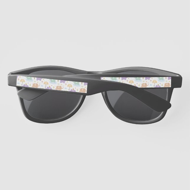 Palm Trees and Playful Elephants Pattern Sunglasses (Back)