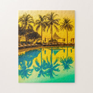 Palm Trees and Pool Jigsaw Puzzle