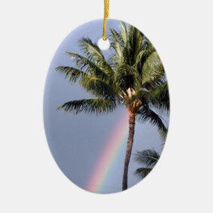 Palm Trees and Rainbow Ceramic Ornament