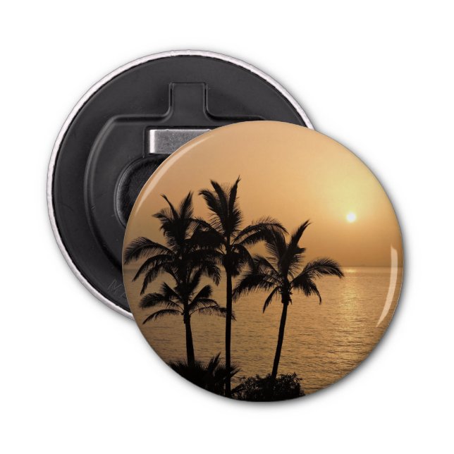 Palm Trees and Romantic Sunset Bottle Opener (Front)