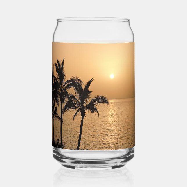 Palm Trees and Romantic Sunset Can Glass (Back)