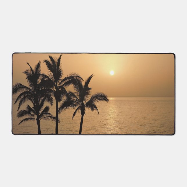 Palm Trees and Romantic Sunset Desk Mat (Front)