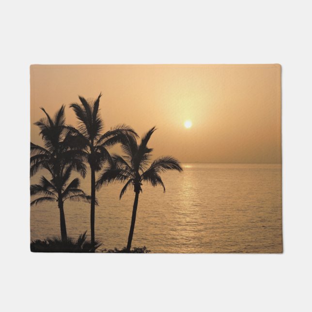 Palm Trees and Romantic Sunset Doormat (Front)