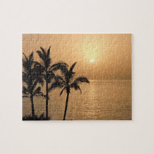 Palm Trees and Romantic Sunset Jigsaw Puzzle