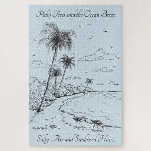 Palm Trees and Sandpiper Beach Life Jigsaw Puzzle