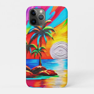 Palm Trees and Sunset Glow Painting iPhone 11 Pro Case