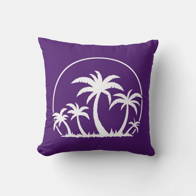 Palm Trees And Sunset in White Cushion (Front)
