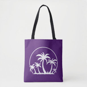 Palm Trees And Sunset in White Tote Bag