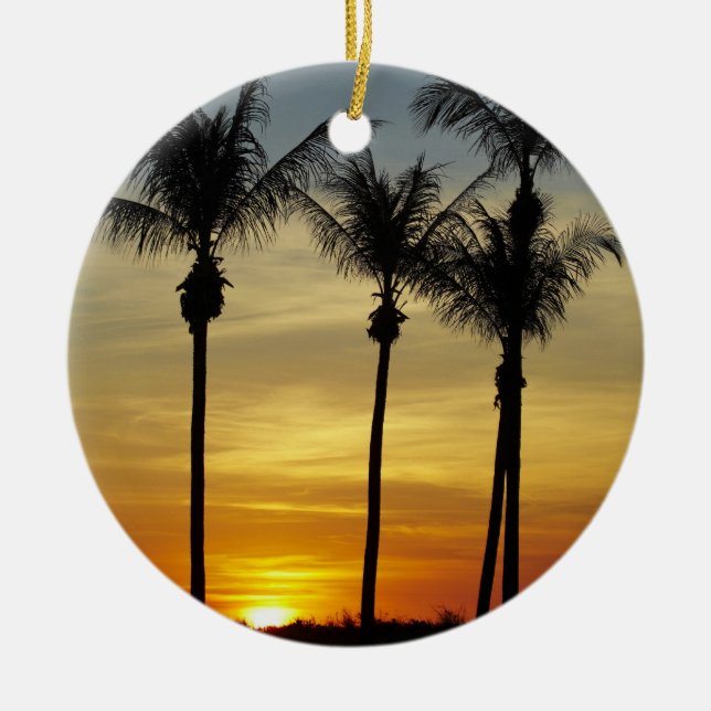 Palm trees and sunset, Mindil Beach Ceramic Ornament (Front)