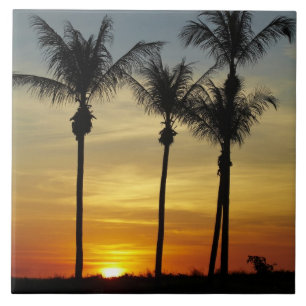 Palm trees and sunset, Mindil Beach Ceramic Tile