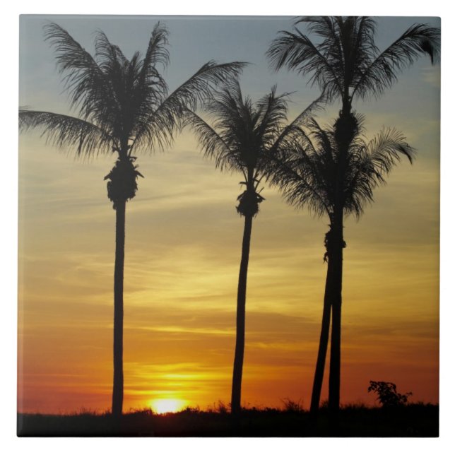 Palm trees and sunset, Mindil Beach Ceramic Tile (Front)