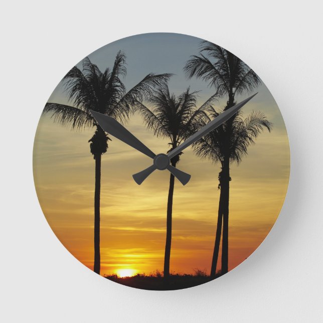 Palm trees and sunset, Mindil Beach Round Clock (Front)