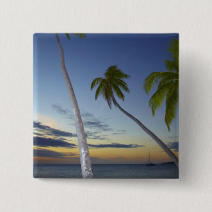Palm trees and sunset, Plantation Island Resort 15 Cm Square Badge