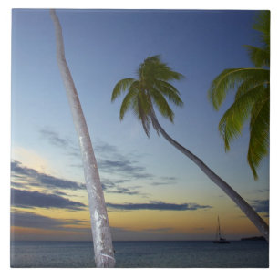 Palm trees and sunset, Plantation Island Resort Ceramic Tile