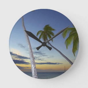 Palm trees and sunset, Plantation Island Resort Round Clock