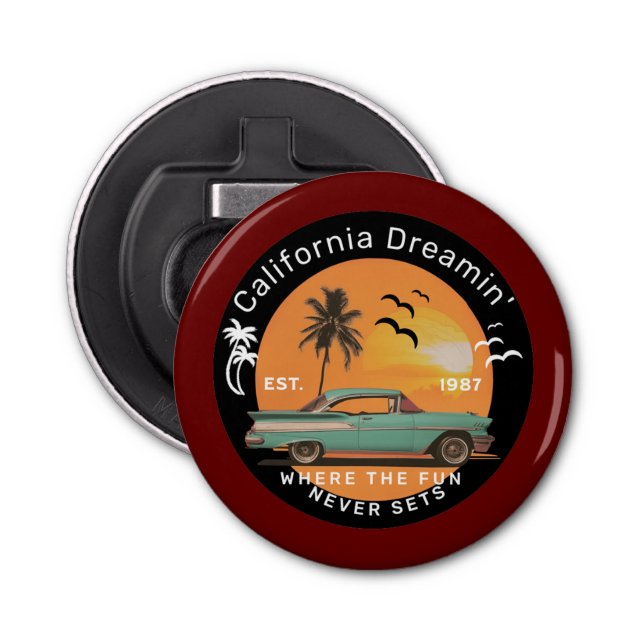 Palm Trees and Sunset Retro Bottle Opener (Front)