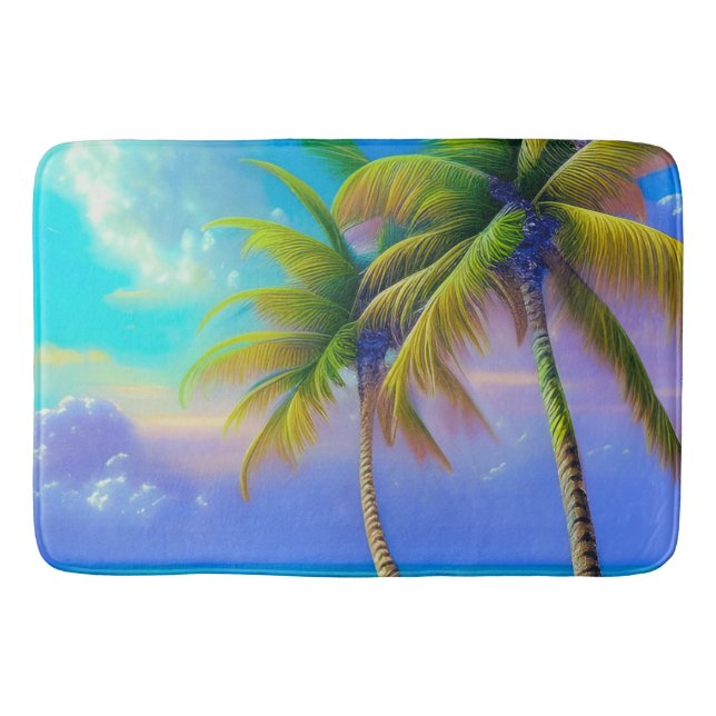 Palm Trees as Night Falls Tropical  Bath Mat (Front)