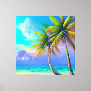 Palm Trees as Night Falls Tropical Canvas Print