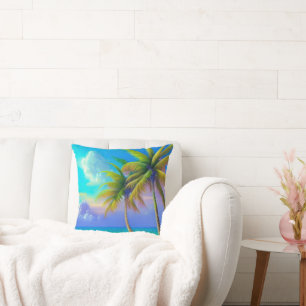 Palm Trees as Night Falls Tropical  Cushion