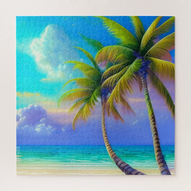 Palm Trees as Night Falls Tropical  Jigsaw Puzzle (Vertical)