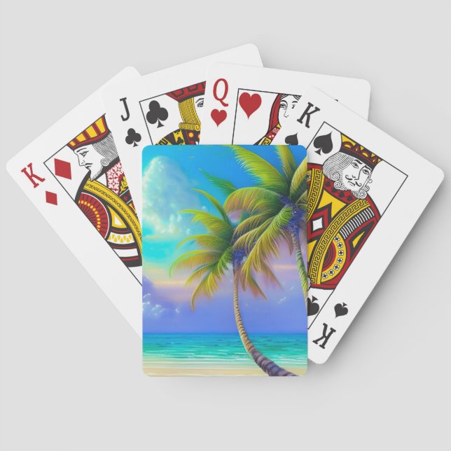 Palm Trees as Night Falls Tropical  Playing Cards (Back)