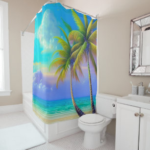 Palm Trees as Night Falls Tropical  Shower Curtain