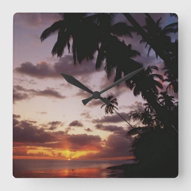 Palm Trees at sea Square Wall Clock (Front)