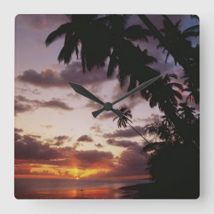 Palm Trees at sea Square Wall Clock