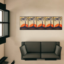 Palm Trees At Sunrise Artisan Crochet Print Floor