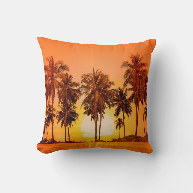 Palm trees at sunset background. Sri Lanka. Cushion (Front)