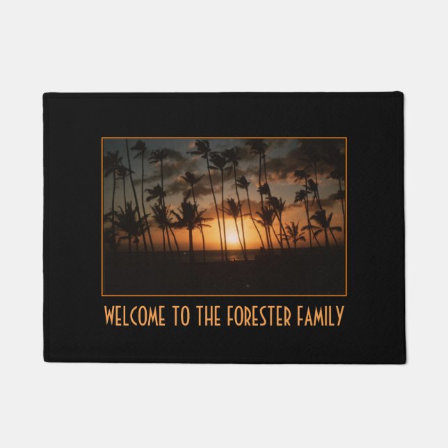 Palm Trees at Sunset (customisable) Doormat (Front)