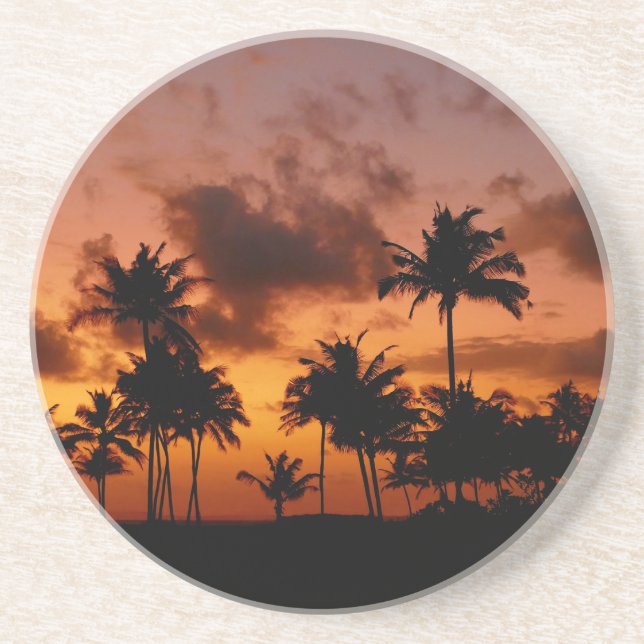 Palm Trees at Sunset - red Coaster (Front)