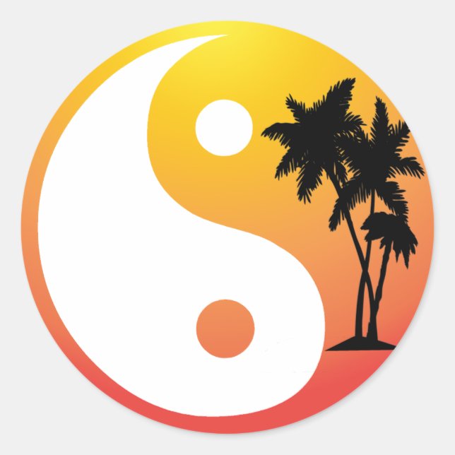 Palm Trees at Sunset Yin Yang Sticker (Front)