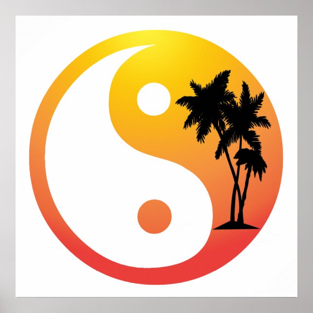 Palm Trees at Sunset Yin Yang Symbol Poster (Front)