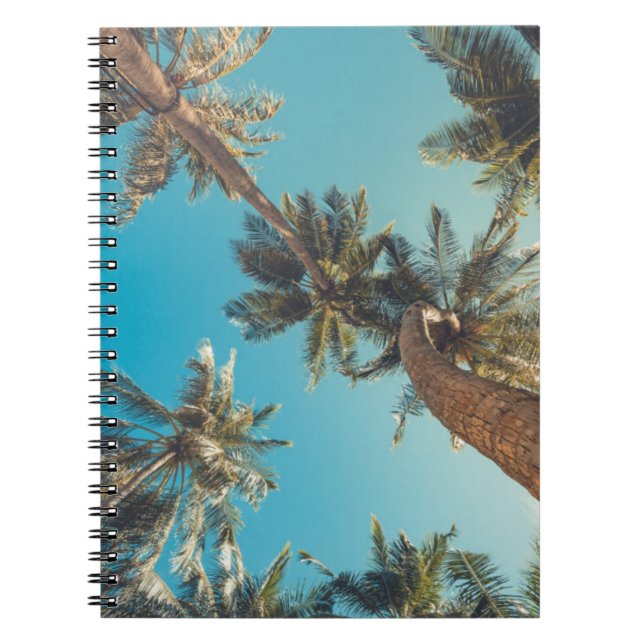 Palm Trees at Tropical Beach Vintage Notebook (Front)