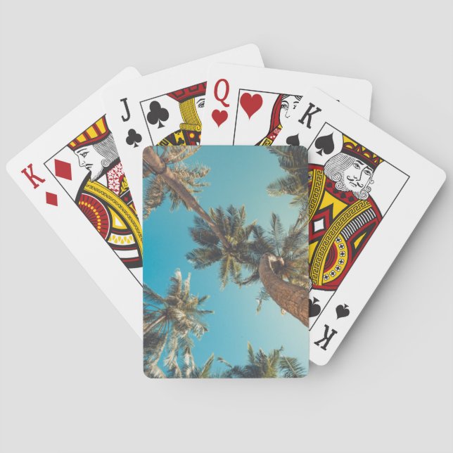 Palm Trees at Tropical Beach Vintage Playing Cards (Back)